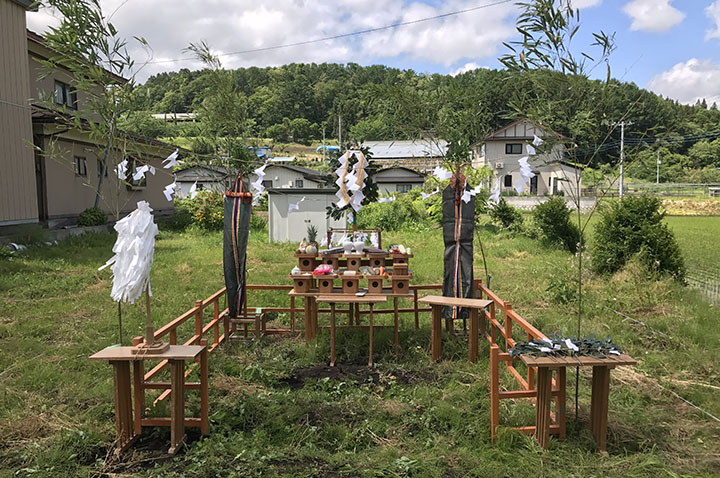 地鎮祭での祭壇の様子